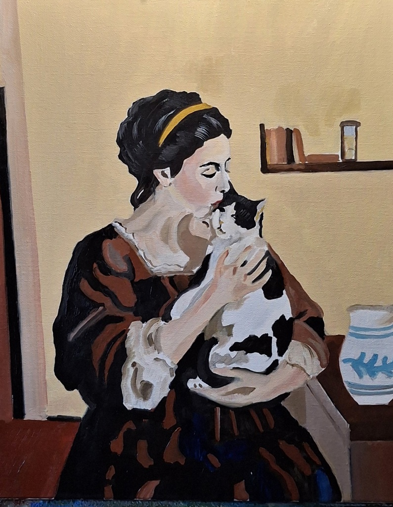 Ragazza con gatto nero